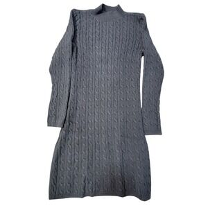 Hollister Women's Y2K Cable Knit Black Sweater Mock Neck Long Sleeve Dress Large